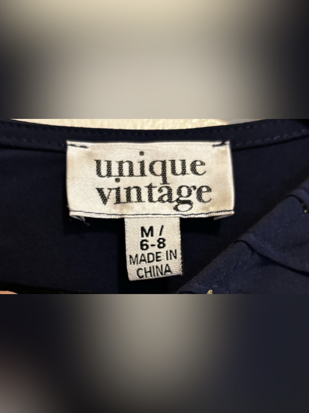 Unique Vintage Celestial Moon & Stars Fit Flare Dress Size M 6/8 Navy Gold - Picture 2 of 4